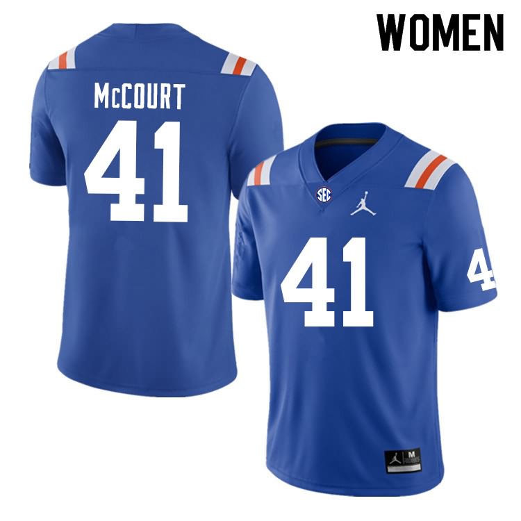 Women's NCAA Florida Gators Alex McCourt #41 Stitched Authentic Nike Blue Throwback College Football Jersey IGN0465CV